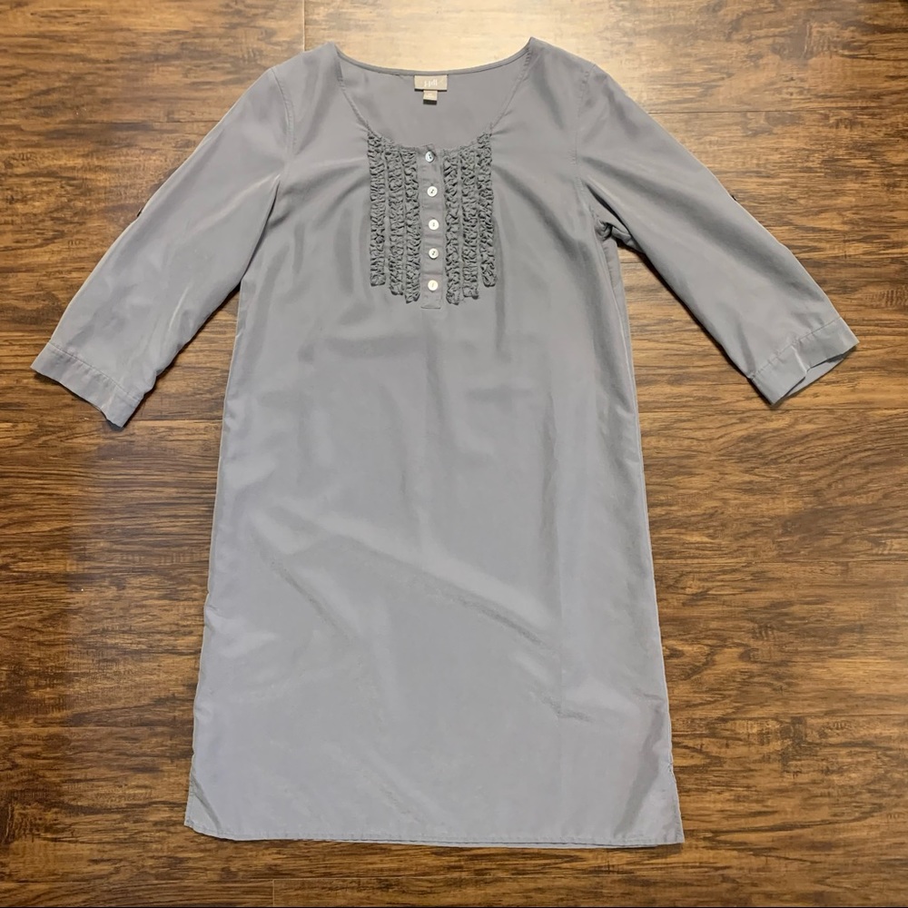 J. Jill Button Ruffle Front Shirt Dress